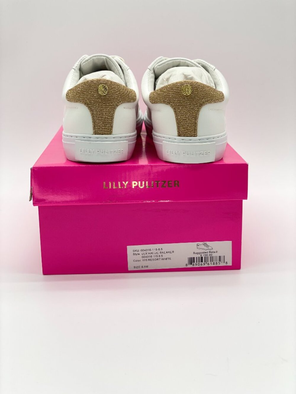 NWT Lilly Pulitzer Lux Hallie Sneaker Resort White Gold Accent 8.5 - Picture 4 of 7
